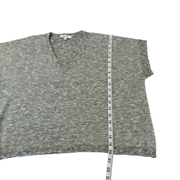 Madewell Women's Gray Ribbed Knitted Raglan Sleeve Boxy Sweater Tee Size M - Picture 6 of 8